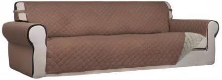 Reversible Quilted Sofa Cover Dog Couch Covers for Sofa, 66 in | Gray/Light Gray, Water Resistant Couch Protector, Washable Pet Couch Cover with Non Slip and Elastic Straps For Kids - Colors A