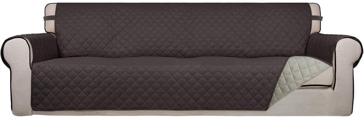 Reversible Quilted Sofa Cover Dog Couch Covers for Sofa, 66 in | Gray/Light Gray, Water Resistant Couch Protector, Washable Pet Couch Cover with Non Slip and Elastic Straps For Kids - Colors A