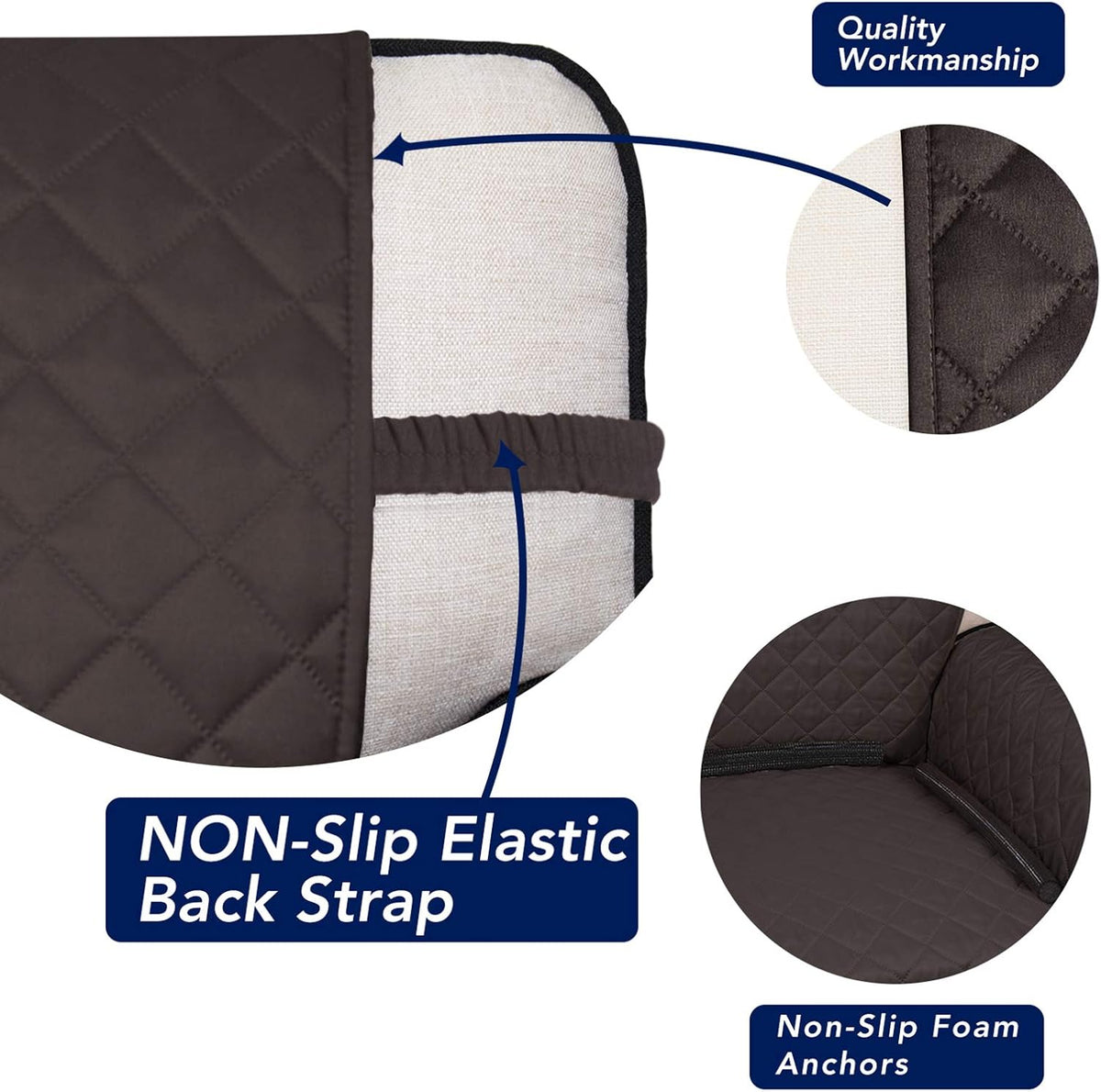 Reversible Quilted Sofa Cover Dog Couch Covers for Sofa, 66 in | Gray/Light Gray, Water Resistant Couch Protector, Washable Pet Couch Cover with Non Slip and Elastic Straps For Kids - Colors A