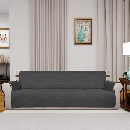Reversible Quilted Sofa Cover Dog Couch Covers for Sofa, 66 in | Gray/Light Gray, Water Resistant Couch Protector, Washable Pet Couch Cover with Non Slip and Elastic Straps For Kids - Colors A