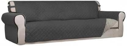 Reversible Quilted Sofa Cover Dog Couch Covers for Sofa, 66 in | Gray/Light Gray, Water Resistant Couch Protector, Washable Pet Couch Cover with Non Slip and Elastic Straps For Kids - Colors A