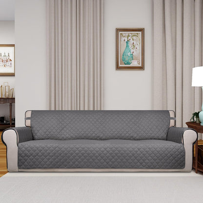 Reversible Quilted Sofa Cover Dog Couch Covers for Sofa, 66 in | Gray/Light Gray, Water Resistant Couch Protector, Washable Pet Couch Cover with Non Slip and Elastic Straps For Kids - Colors A
