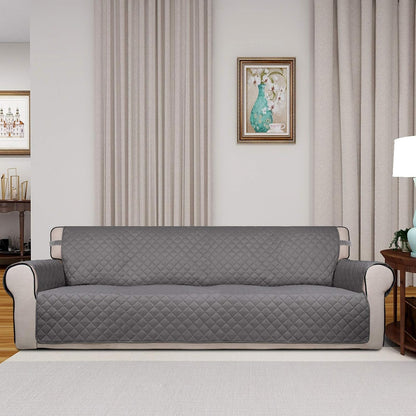 Reversible Quilted Sofa Cover Dog Couch Covers for Sofa, 66 in | Gray/Light Gray, Water Resistant Couch Protector, Washable Pet Couch Cover with Non Slip and Elastic Straps For Kids - Colors A