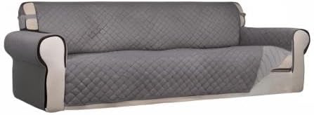 Reversible Quilted Sofa Cover Dog Couch Covers for Sofa, 66 in | Gray/Light Gray, Water Resistant Couch Protector, Washable Pet Couch Cover with Non Slip and Elastic Straps For Kids - Colors A
