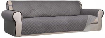 Reversible Quilted Sofa Cover Dog Couch Covers for Sofa, 66 in | Gray/Light Gray, Water Resistant Couch Protector, Washable Pet Couch Cover with Non Slip and Elastic Straps For Kids - Colors A