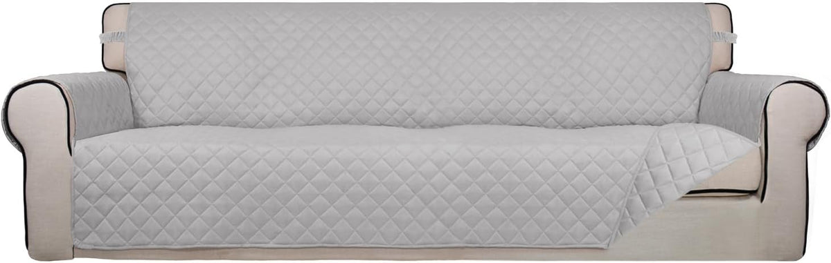 Reversible Quilted Sofa Cover Dog Couch Covers for Sofa, 66 in | Gray/Light Gray, Water Resistant Couch Protector, Washable Pet Couch Cover with Non Slip and Elastic Straps For Kids - Colors A