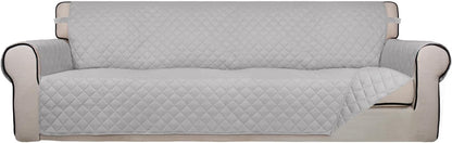 Reversible Quilted Sofa Cover Dog Couch Covers for Sofa, 66 in | Gray/Light Gray, Water Resistant Couch Protector, Washable Pet Couch Cover with Non Slip and Elastic Straps For Kids - Colors A