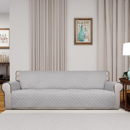 Reversible Quilted Sofa Cover Dog Couch Covers for Sofa, 66 in | Gray/Light Gray, Water Resistant Couch Protector, Washable Pet Couch Cover with Non Slip and Elastic Straps For Kids - Colors A
