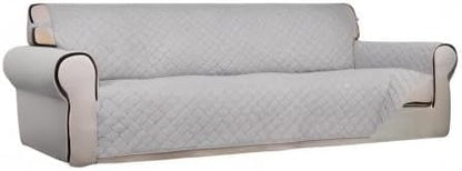 Reversible Quilted Sofa Cover Dog Couch Covers for Sofa, 66 in | Gray/Light Gray, Water Resistant Couch Protector, Washable Pet Couch Cover with Non Slip and Elastic Straps For Kids - Colors A