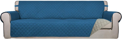 Reversible Quilted Sofa Cover Dog Couch Covers for Sofa, 66 in | Gray/Light Gray, Water Resistant Couch Protector, Washable Pet Couch Cover with Non Slip and Elastic Straps For Kids - Colors A