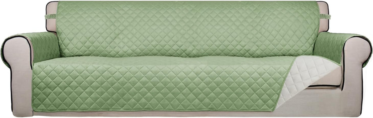 Reversible Quilted Sofa Cover Dog Couch Covers for Sofa, 66 in | Gray/Light Gray, Water Resistant Couch Protector, Washable Pet Couch Cover with Non Slip and Elastic Straps For Kids - Colors A