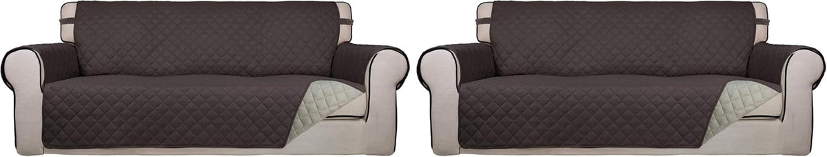 Reversible Quilted Sofa Cover Dog Couch Covers for Sofa, 66 in | Gray/Light Gray, Water Resistant Couch Protector, Washable Pet Couch Cover with Non Slip and Elastic Straps For Kids - Colors A