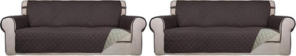 Reversible Quilted Sofa Cover Dog Couch Covers for Sofa, 66 in | Gray/Light Gray, Water Resistant Couch Protector, Washable Pet Couch Cover with Non Slip and Elastic Straps For Kids - Colors A