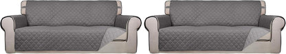 Reversible Quilted Sofa Cover Dog Couch Covers for Sofa, 66 in | Gray/Light Gray, Water Resistant Couch Protector, Washable Pet Couch Cover with Non Slip and Elastic Straps For Kids - Colors A