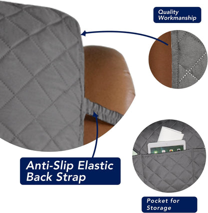 Reversible Quilted Sofa Cover Dog Couch Covers for Sofa, 66 in | Gray/Light Gray, Water Resistant Couch Protector, Washable Pet Couch Cover with Non Slip and Elastic Straps For Kids - Colors A