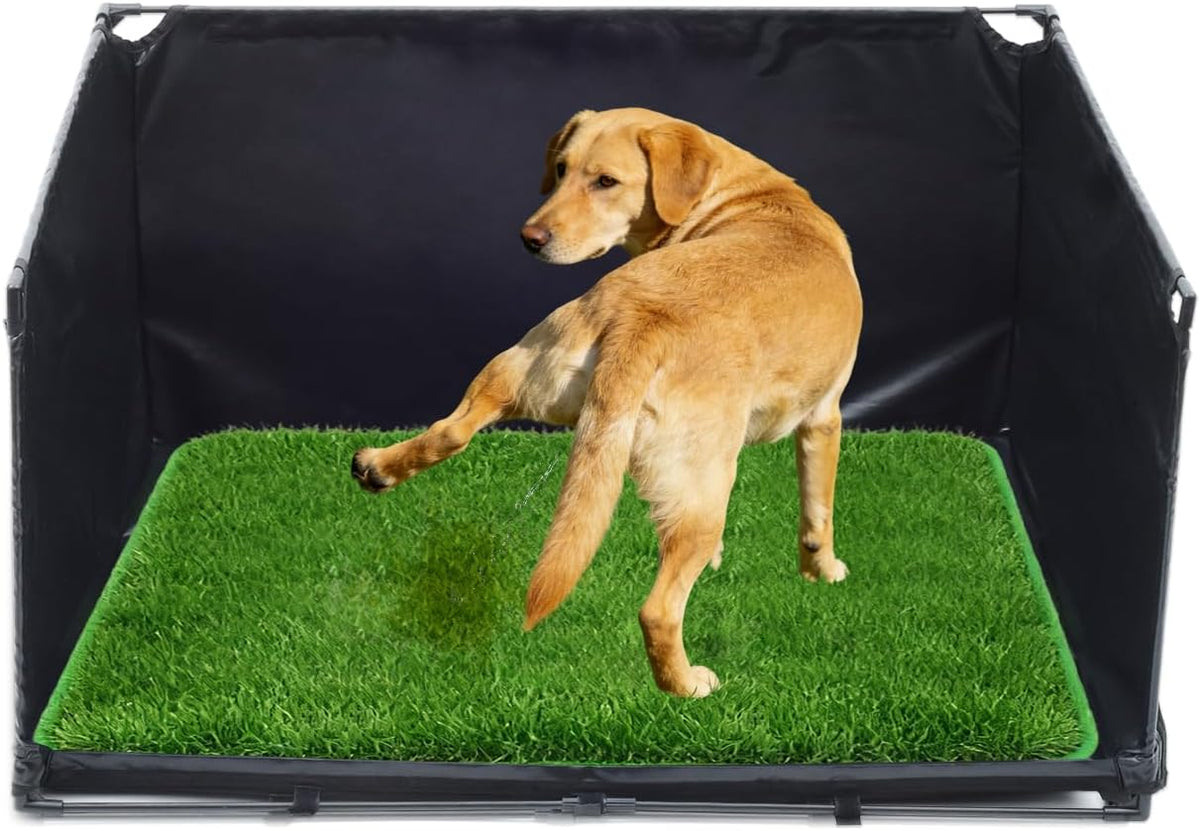 Foldable Indoor Dog Potty Tray with Artificial Grass Mat 34.64x28.34x17.72