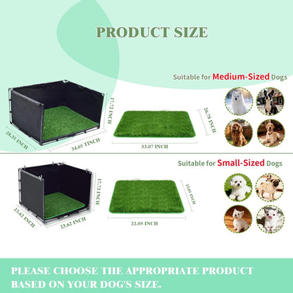 Foldable Indoor Dog Potty Tray with Artificial Grass Mat 34.64x28.34x17.72