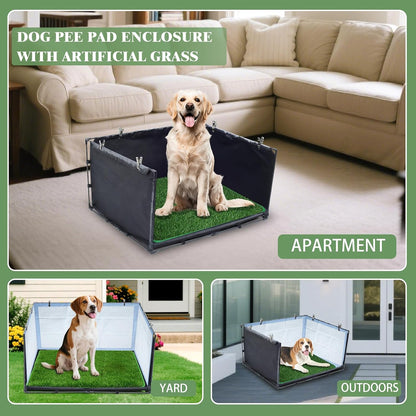 Foldable Indoor Dog Potty Tray with Artificial Grass Mat 34.64x28.34x17.72
