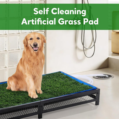 Grass Potty for Dogs with Drain, Artificial Grass Pet Litter Box Tray for Medium & Larhe Dog, Puppy Porch Toilet for Patio, Indoor & Outdoor Use(47" L x 23" W x 6" H)