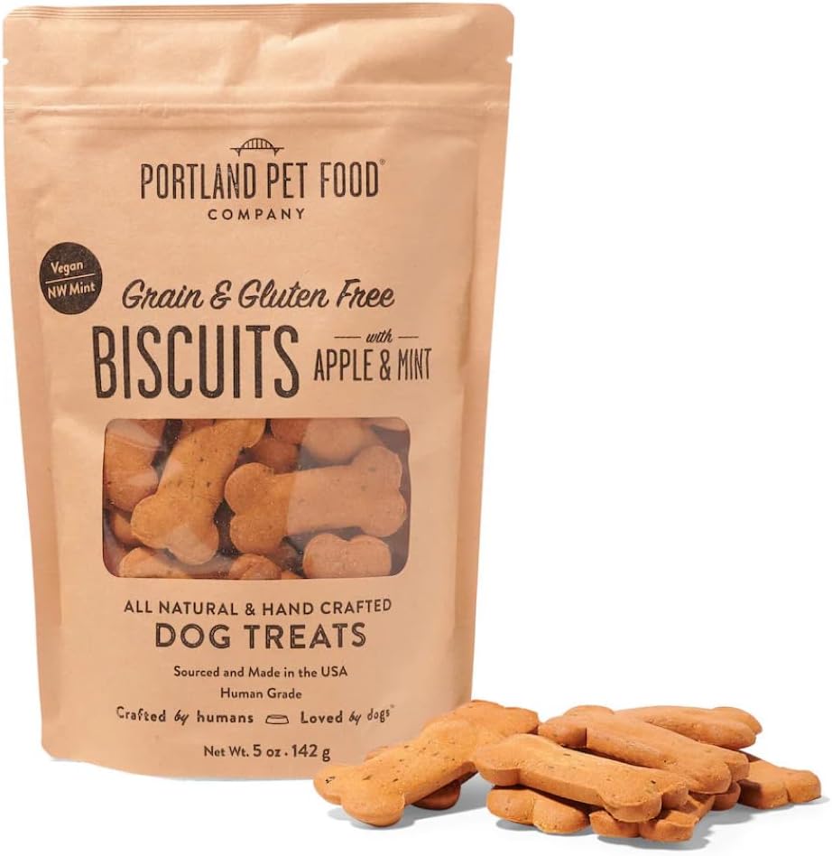 Portland Pet Food Apple Mint Dog Treats - Natural, Grain-Free Biscuits, 5oz