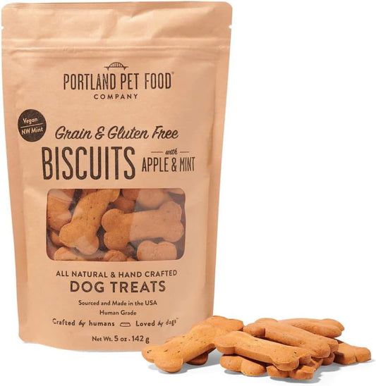 Portland Pet Food Apple Mint Dog Treats - Natural, Grain-Free Biscuits, 5oz