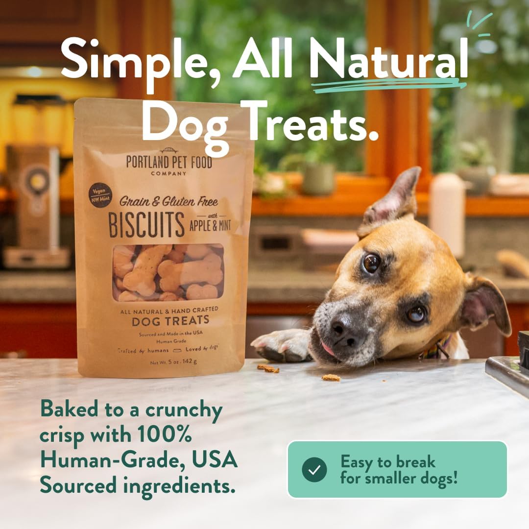 Portland Pet Food Apple Mint Dog Treats - Natural, Grain-Free Biscuits, 5oz