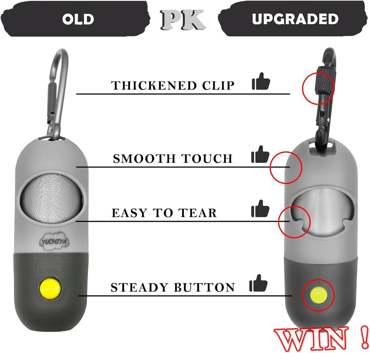 Dog Poop Bag Holder Dispenser with LED Flashlight(Gray)