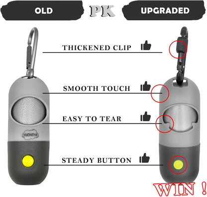 Dog Poop Bag Holder Dispenser with LED Flashlight(Gray)