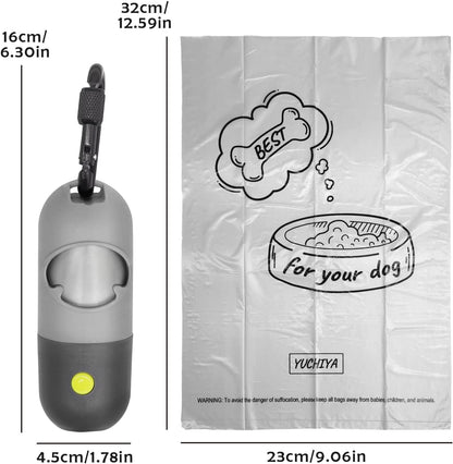 Dog Poop Bag Holder Dispenser with LED Flashlight(Gray)