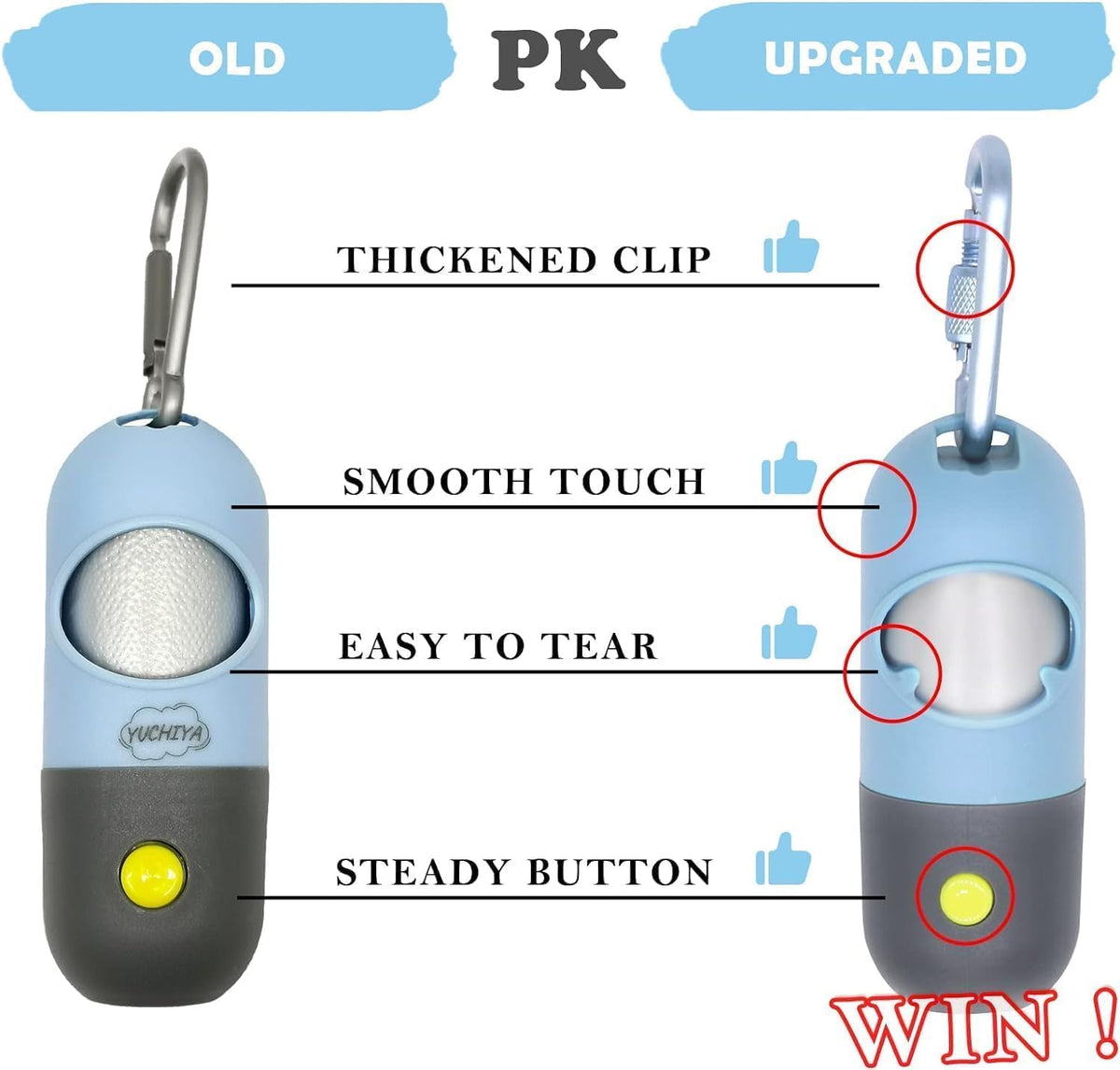 Dog Poop Bag Holder Dispenser with LED Flashlight(Gray)