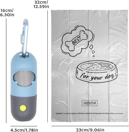 Dog Poop Bag Holder Dispenser with LED Flashlight(Gray)