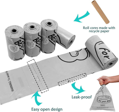 Dog Poop Bag Holder Dispenser with LED Flashlight(Gray)