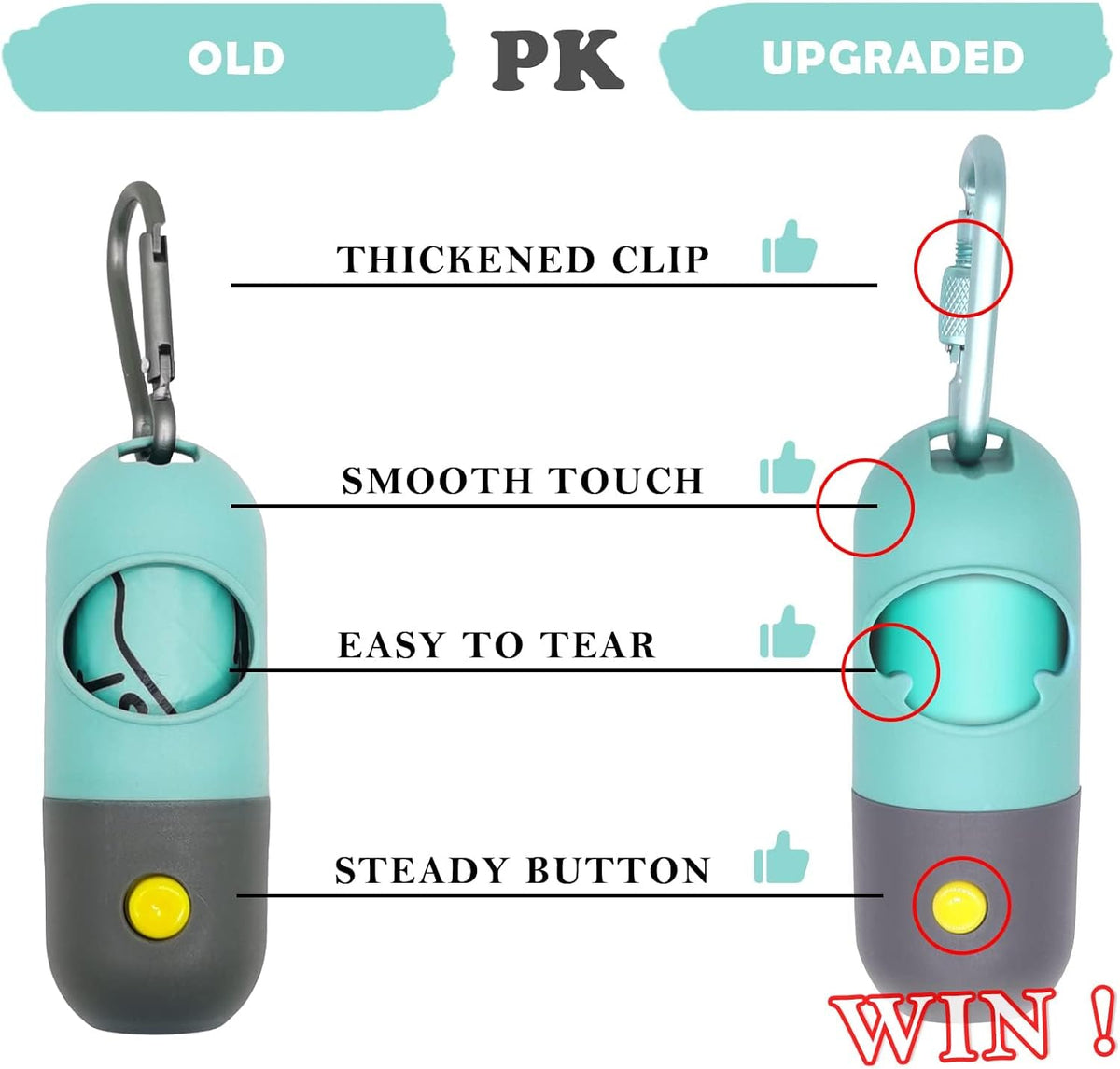 Dog Poop Bag Holder Dispenser with LED Flashlight(Gray)