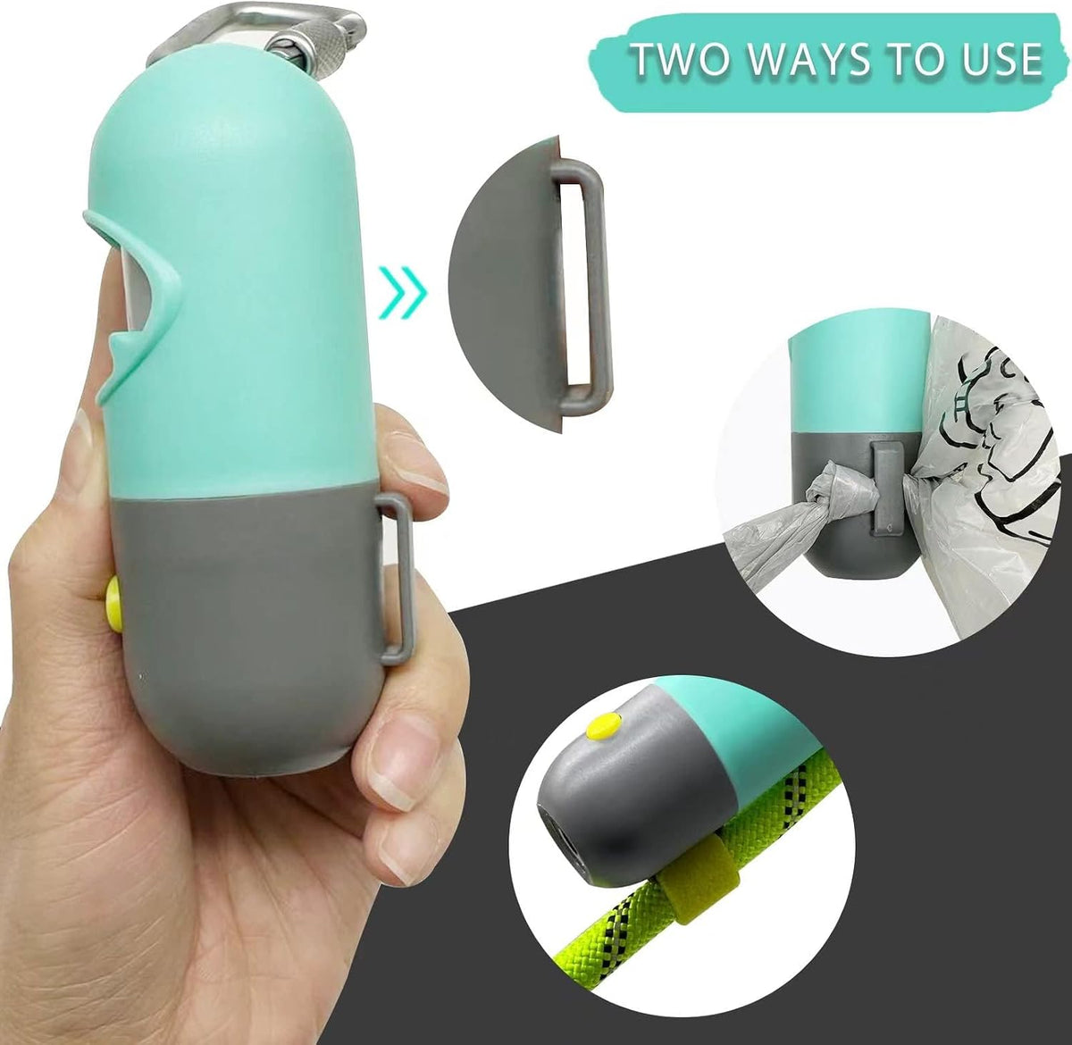 Dog Poop Bag Holder Dispenser with LED Flashlight(Gray)