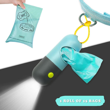 Dog Poop Bag Holder Dispenser with LED Flashlight(Gray)
