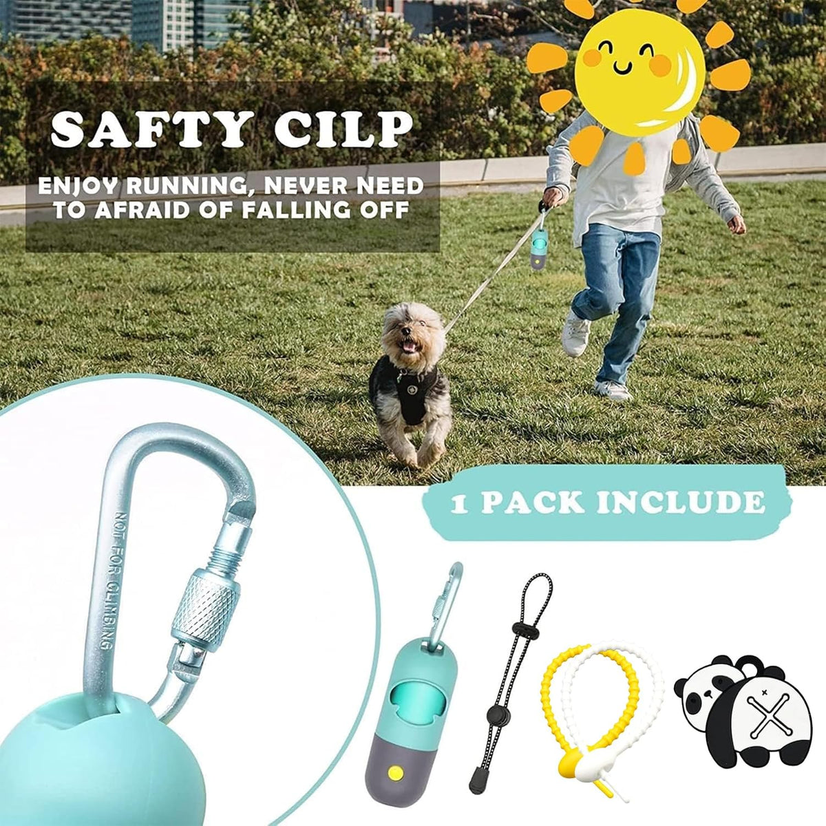 Dog Poop Bag Holder Dispenser with LED Flashlight(Gray)