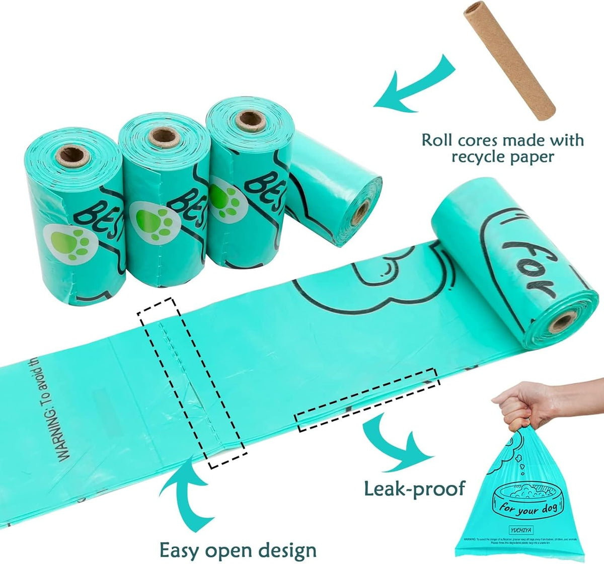 Dog Poop Bag Holder Dispenser with LED Flashlight(Gray)