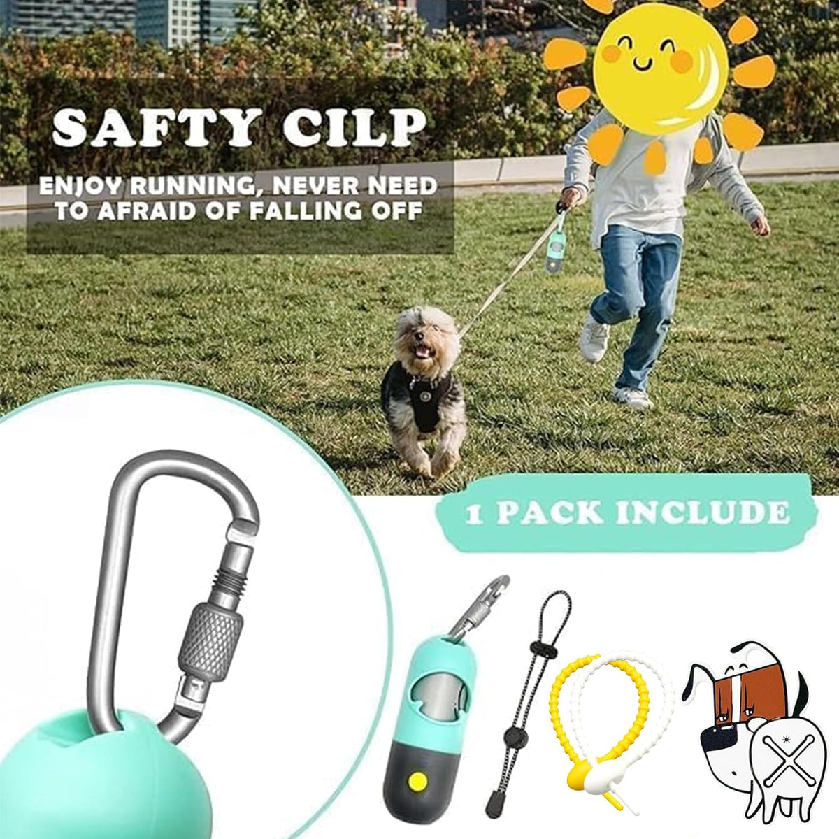 Dog Poop Bag Holder Dispenser with LED Flashlight(Gray)