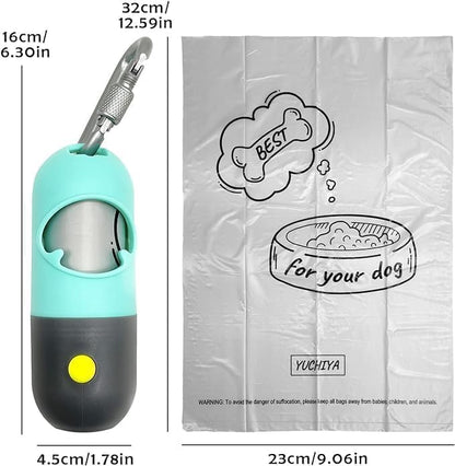 Dog Poop Bag Holder Dispenser with LED Flashlight(Gray)