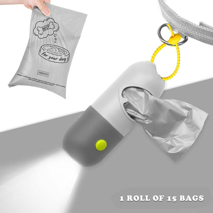 Dog Poop Bag Holder Dispenser with LED Flashlight(Gray)