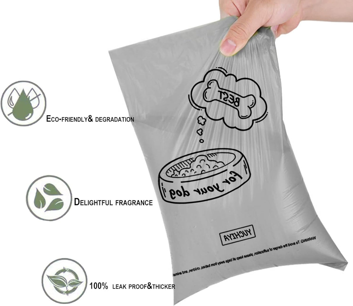 Dog Poop Bag Holder Dispenser with LED Flashlight(Gray)