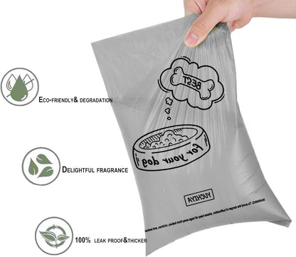 Dog Poop Bag Holder Dispenser with LED Flashlight(Gray)