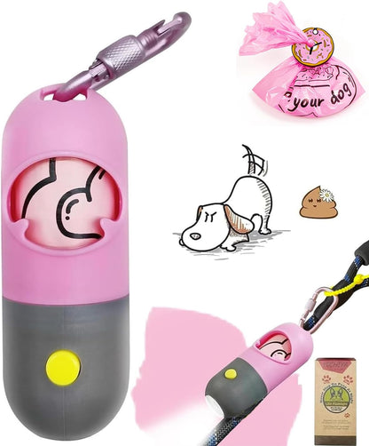 Dog Poop Bag Holder Dispenser with LED Flashlight(Gray)