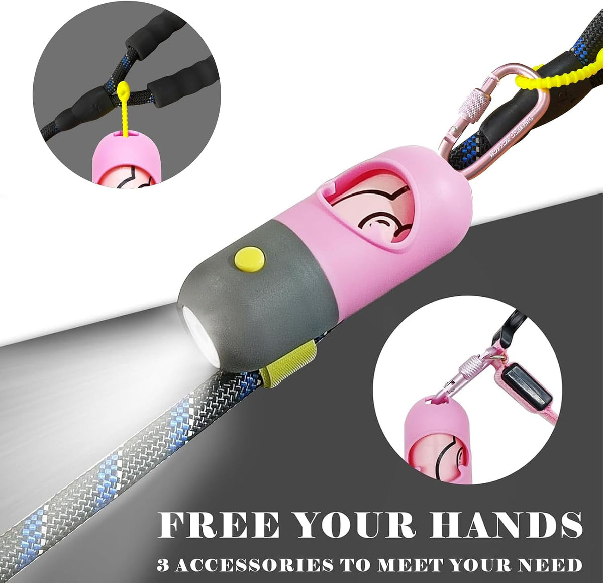 Dog Poop Bag Holder Dispenser with LED Flashlight(Gray)
