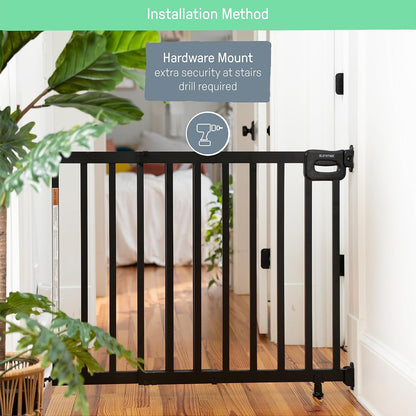 The Stairway 48W Series, 30'-48' Wide, 32" Tall, Baby Gate for Stairs with Door, Wood Safety Gate for Doorways and Stairways - Oak Wood