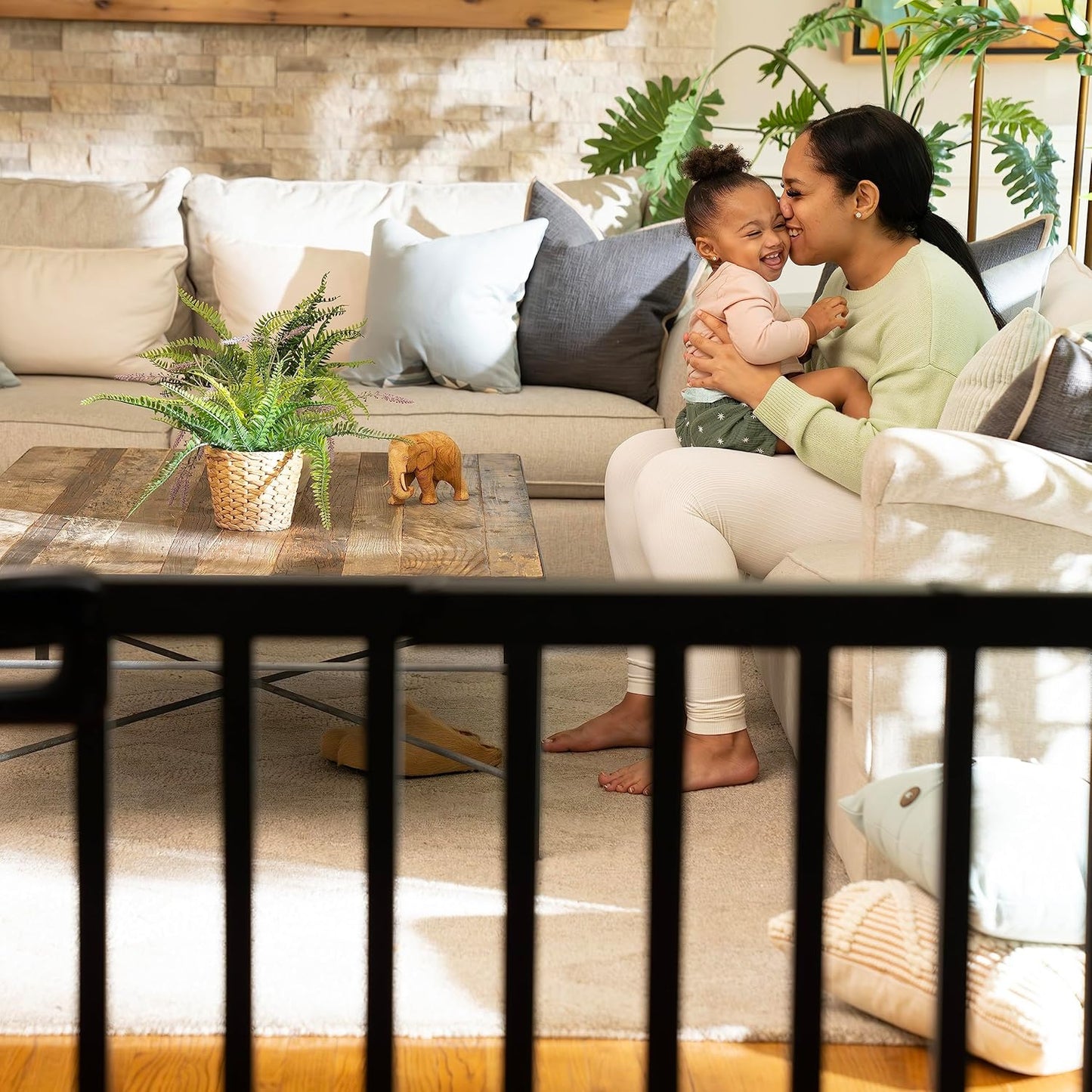 The Stairway 48W Series, 30'-48' Wide, 32" Tall, Baby Gate for Stairs with Door, Wood Safety Gate for Doorways and Stairways - Oak Wood