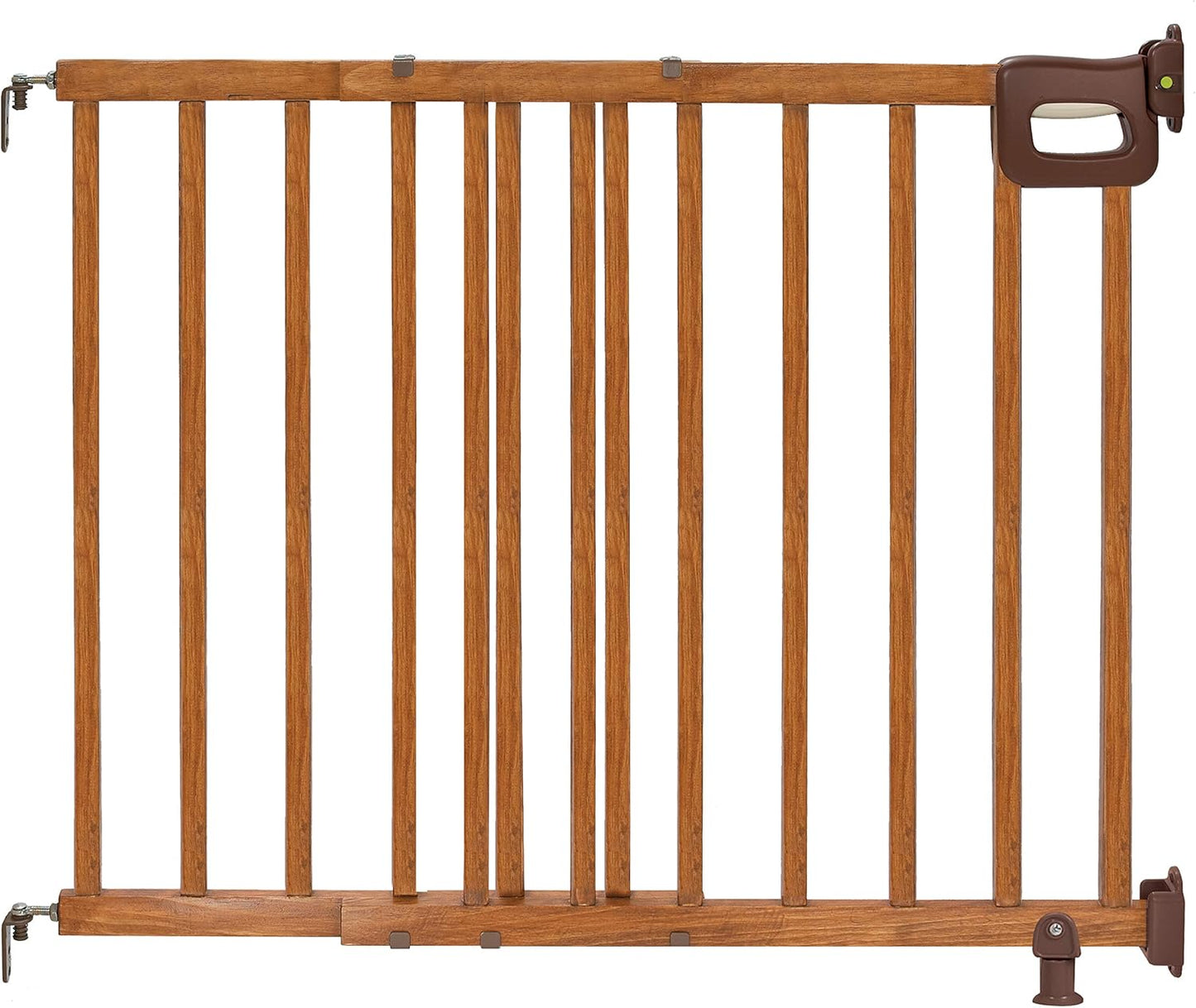 The Stairway 48W Series, 30'-48' Wide, 32" Tall, Baby Gate for Stairs with Door, Wood Safety Gate for Doorways and Stairways - Oak Wood