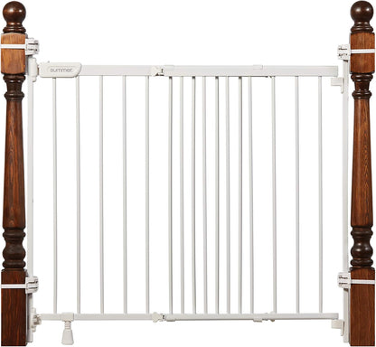 The Stairway 48W Series, 30'-48' Wide, 32" Tall, Baby Gate for Stairs with Door, Wood Safety Gate for Doorways and Stairways - Oak Wood