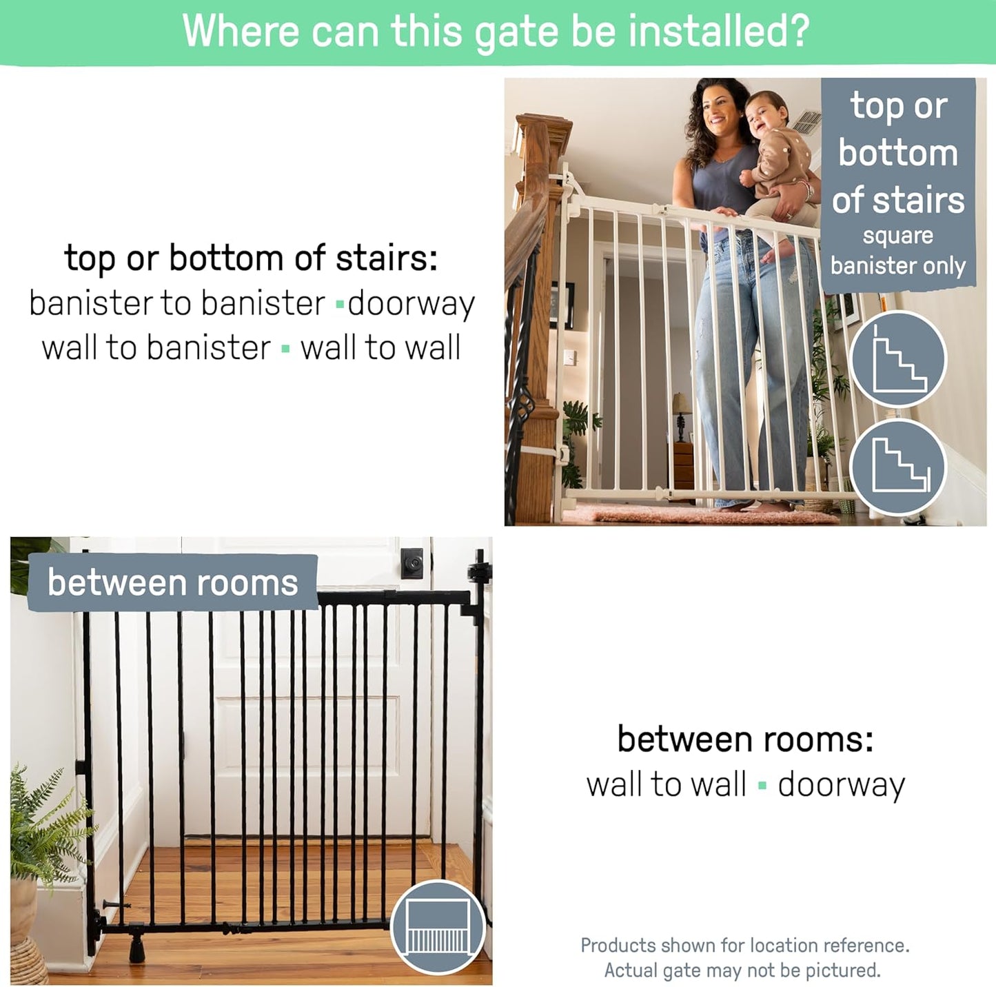 The Stairway 48W Series, 30'-48' Wide, 32" Tall, Baby Gate for Stairs with Door, Wood Safety Gate for Doorways and Stairways - Oak Wood