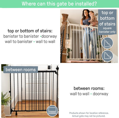 The Stairway 48W Series, 30'-48' Wide, 32" Tall, Baby Gate for Stairs with Door, Wood Safety Gate for Doorways and Stairways - Oak Wood